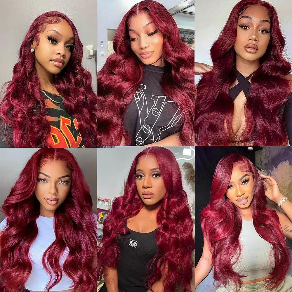 30 Inches Burgundy 99J Body Wave Bundles Colored Wine Human Hair Bundles 4x4 Closure Brazilian Remy Virgin Hair Weave Extensions